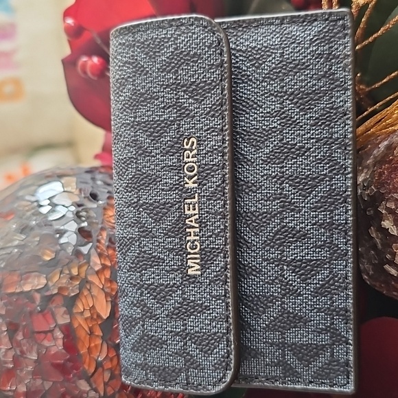 Michael Kors Navy Blue Textured Card Holder Wallet - Picture 1 of 7